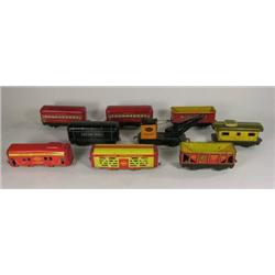 Nine tin railroad cars