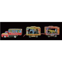 Early tin three piece toy set