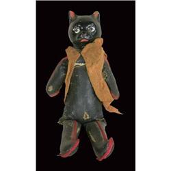 Very early leather black cat doll