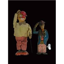 Two Tin wind-up clowns, made in Japan