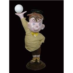 Paper Mache boy figure holding ball,