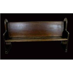 Oak Church pew w/glove hangers