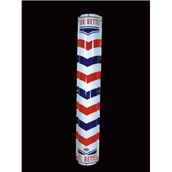 Porcelain half circle barber pole sign