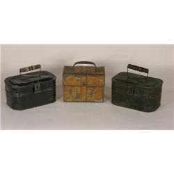 Three old lunch boxes