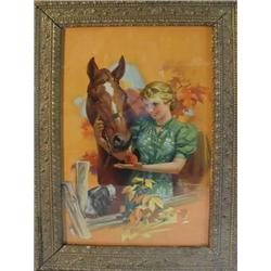 Advertising Print showing Lady with Horse