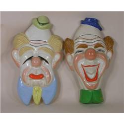 Pr. Wall mount clown figural wall plaques