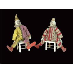 Two Schoenhut wooden clown figures