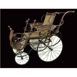 Wicker baby buggy, spoke wheels