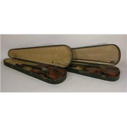 Two violins in original wood cases