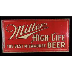 Tin Miller High Life Beer sign