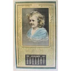 1913 Calendar with Girl in Blue Dress