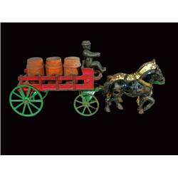 Hubley cast iron horse drawn beer wagon