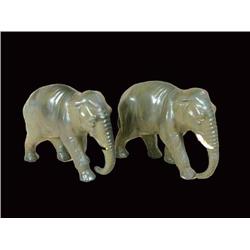 Two paper mache elephant figures