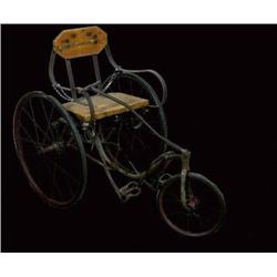 Velocipede, wire wheels, cast iron frame