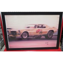 Framed “Banana Gold IV” Race Car Print Signed by Ron