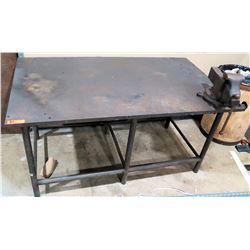 Metal Shop Work Table w/ Attached Reed Mfg Co Vise Clamp