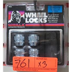 3 Packs of 4 Gorilla Wheel Locks 78631N 12mm x 1.50 Acorn Open End