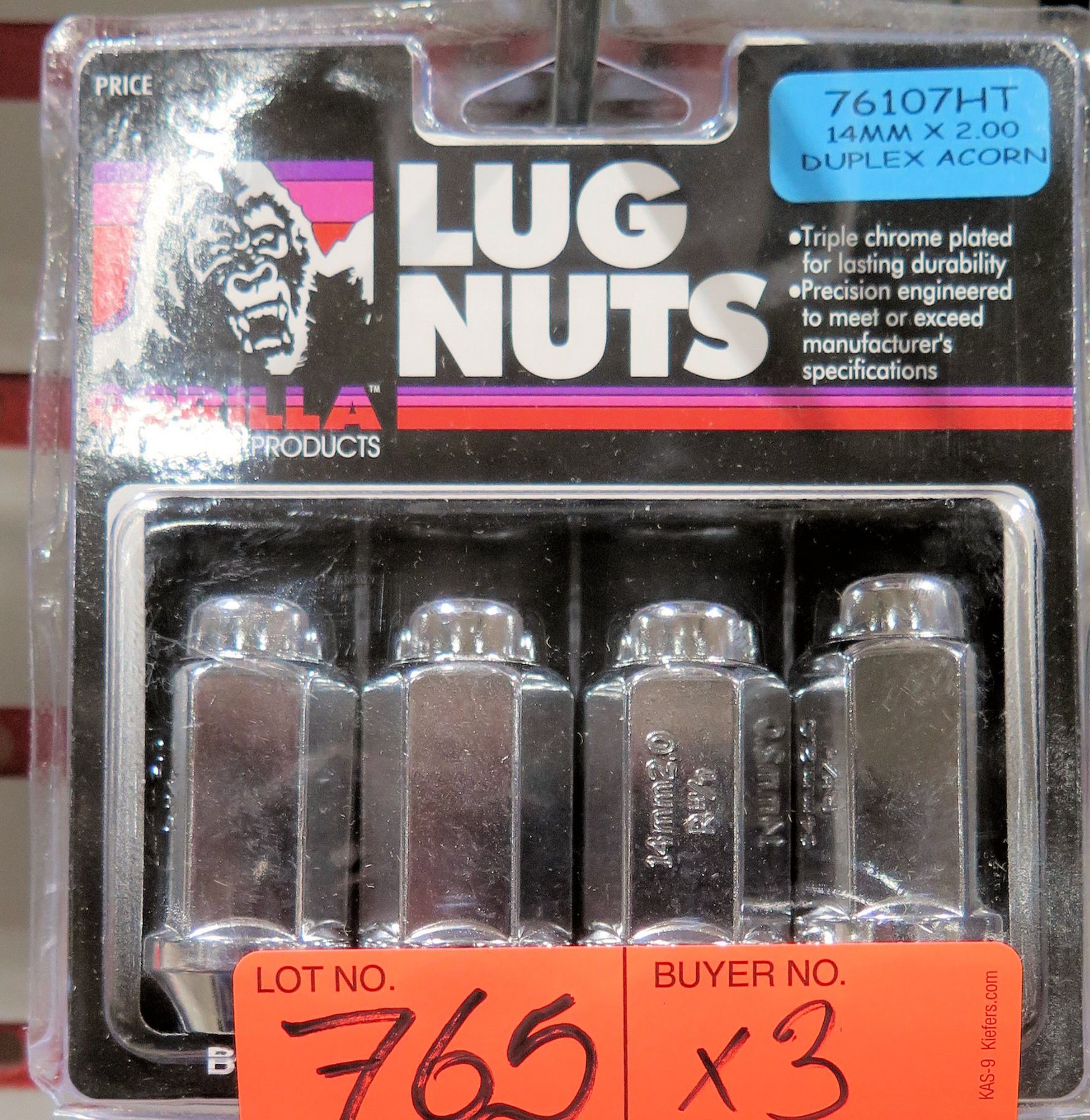 24) Gorilla Small Diameter Lug Nuts, Black, 12mm X 1.50, 12x1.5, K6CS-12150BGR E - Foto 7
