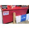 Image 1 : Display Counter ONLY - Red Desk w/ Adjustable Back Shelves 70" x 24" x 42"