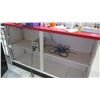 Image 4 : Display Counter ONLY - Red Desk w/ Adjustable Back Shelves 70" x 24" x 42"