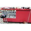 Image 1 : Display Counter ONLY - Red Desk w/ Adjustable Back Shelves 70" x 24" x 42"
