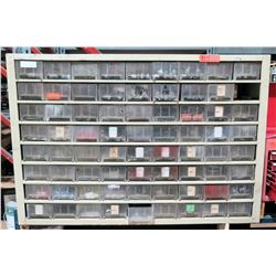 Metal Shelf w/ Multiple Plastic Bins Filled - Screws, Washers, Nuts, etc