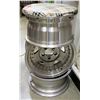 Image 1 : Shop Stool Made of 3 Chrome Wheel Rims w/ Plaid Seat