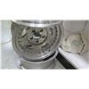 Image 2 : Shop Stool Made of 3 Chrome Wheel Rims w/ Plaid Seat