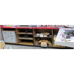 Display Shelf - Red Open Cabinet w/ Adjustable Shelves 121" x 24" x 42"