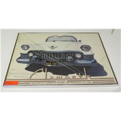 Framed Print: Cleworth Editions 1950's Cadillac Signed (cracked glass)