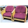 Image 1 : Qty 2 Wicker Chairs w/ Purple Cushions