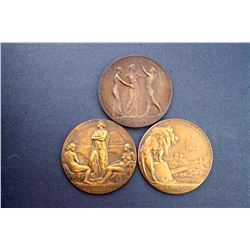 Belgium - Three large Bronze Medals 1914 Early Battles of the Great War