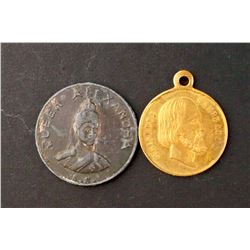 1 WM Edward VII, Alexandra "Made in France" + 1 Medalet Garibaldi, in French