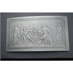 France - Curved Rect. Medallic Repousse Plaque - Hippocrates refusing Gifts