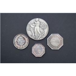 France - 4 Pcs. Silver Medal and Tokens. See Description