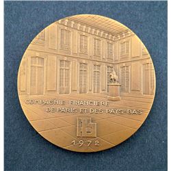 Large Bronze Medal Banque de Paris et des Pays-Bas Centennial 1872 - 1972.