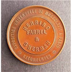 Medal Offered as a Reward by HERRING, FARREL, & SHERMAN, Paris 1867 Expo