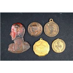 France - Lot of Four Medalets, one Copper Cut-out, Mid 19th Cent.