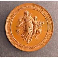 Large Bronze Medal of Franz Schubert Dated 1872. German Text.