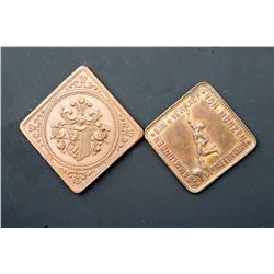 Germany - Two small Diamond -shape Store-cards of Coin Dealers 19th Cent