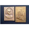 Image 2 : Lot of three bronze Uniface Rectangular Plaques of Brahms, Handel, J.S. Bach