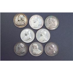 Pope Pius IX - Vatican - 1850-1870, 8 Pcs. Annuals Years 5-25 Silvered Bronze, 44mm