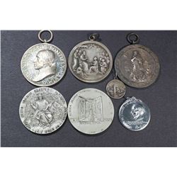 Pius X, Pius XII, Paulus VI, 1903-1978 Vatican Bronze, Silvered, and Silver. See! 7 Pcs.