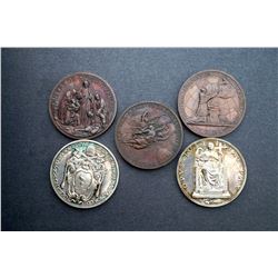 Pope Pius XII - Vatican - 1939-43, 5 pcs Annual Medals Years 1-5, 2 Silvered
