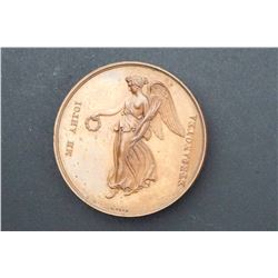 Uniface Thick Copper Medal Angel with Wreath. See Description