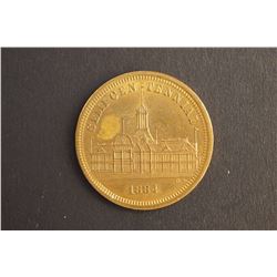 Canada 1884 Toronto Semi-Centennial R-4, Lr-1816, UNC AE-25, 6.7 grs.