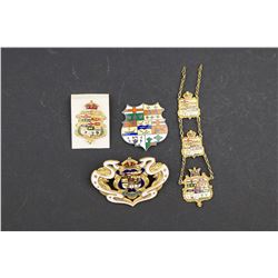 Four Enamelled Pins or pieces Featuring Canada's Coat of Arms from 1871 - 78