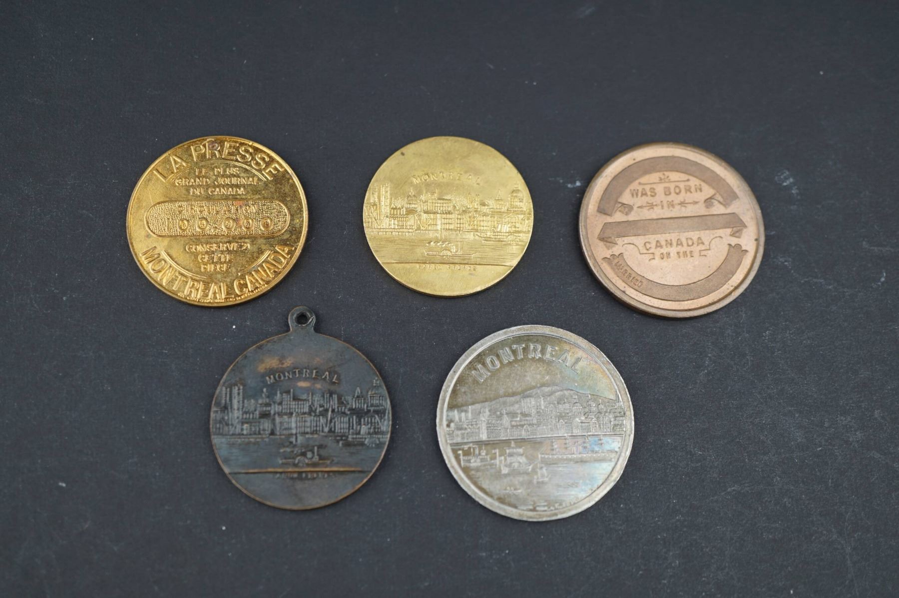 Montréal - Lot of Ten Different Medals, Tokens & Pin 19th - 20th Century.