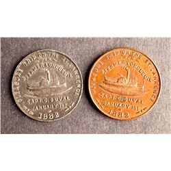 Copper and White Metal Medals - Compagnie de Navigation de Longueuil 1882.