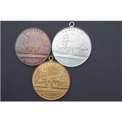 Montréal - Three medals, Chateau de Ramezay - Undated, different metals, same dies